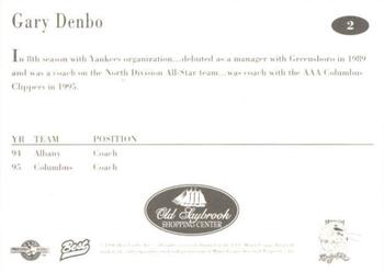 1996 Best Norwich Navigators #2 Gary Denbo Back