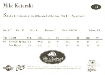 1996 Best Norwich Navigators #14 Mike Kotarski Back