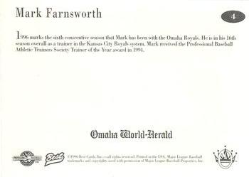 1996 Best Omaha Royals #4 Mark Farnsworth Back