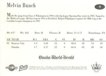 1996 Best Omaha Royals #9 Melvin Bunch Back