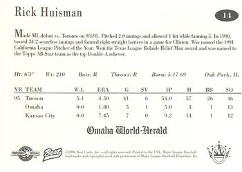 1996 Best Omaha Royals #14 Rick Huisman Back