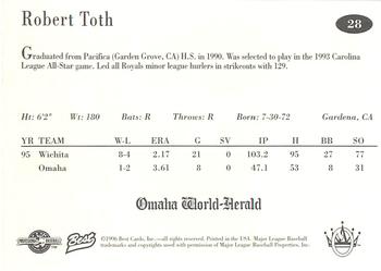 1996 Best Omaha Royals #28 Robert Toth Back