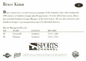 1996 Best Orlando Cubs #1 Bruce Kimm Back