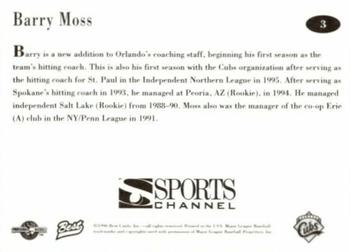 1996 Best Orlando Cubs #3 Barry Moss Back
