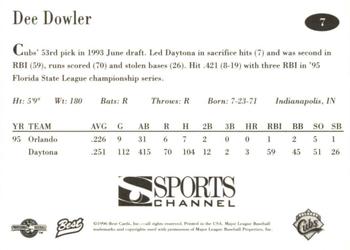 1996 Best Orlando Cubs #7 Dee Dowler Back