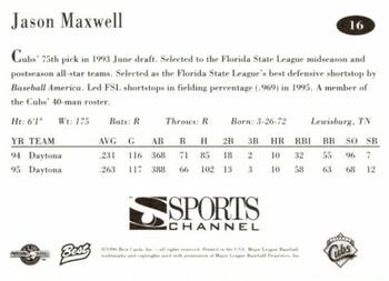 1996 Best Orlando Cubs #16 Jason Maxwell Back