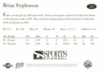 1996 Best Orlando Cubs #25 Brian Stephenson Back