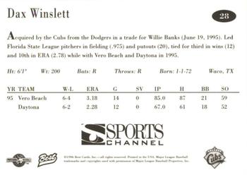 1996 Best Orlando Cubs #28 Dax Winslett Back
