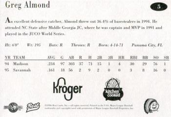 1996 Best Peoria Chiefs #5 Greg Almond Back
