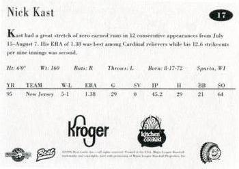 1996 Best Peoria Chiefs #17 Nick Kast Back