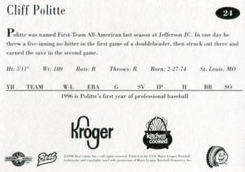 1996 Best Peoria Chiefs #24 Cliff Politte Back