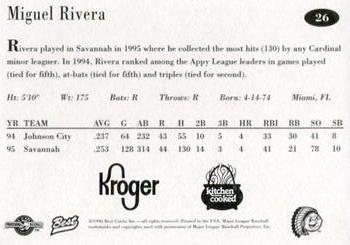 1996 Best Peoria Chiefs #26 Miguel Rivera Back