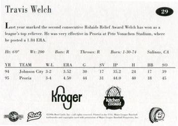 1996 Best Peoria Chiefs #29 Travis Welch Back