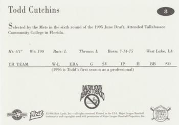 1996 Best Pittsfield Mets #8 Todd Cutchins Back