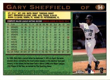 1997 Topps Chrome #94 Gary Sheffield Back