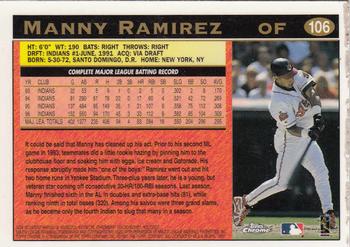1997 Topps Chrome #106 Manny Ramirez Back