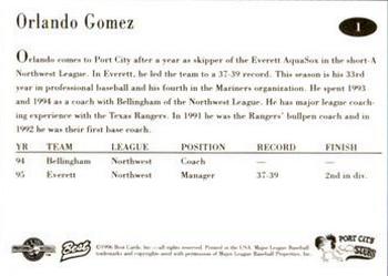 1996 Best Port City Roosters #1 Orlando Gomez Back