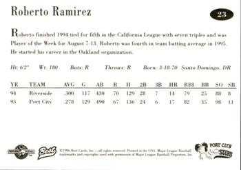 1996 Best Port City Roosters #23 Roberto Ramirez Back
