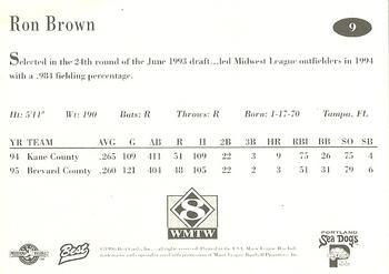 1996 Best Portland Sea Dogs #9 Ron Brown Back