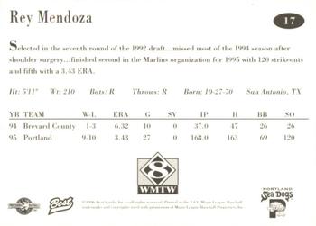 1996 Best Portland Sea Dogs #17 Rey Mendoza Back