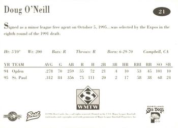 1996 Best Portland Sea Dogs #21 Doug O'Neill Back