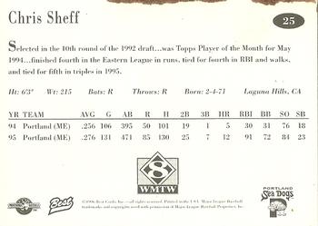 1996 Best Portland Sea Dogs #25 Chris Sheff Back