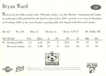 1996 Best Portland Sea Dogs #28 Bryan Ward Back