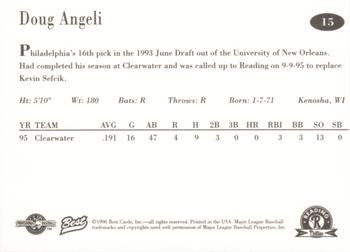 1996 Best Reading Phillies #15 Doug Angeli Back