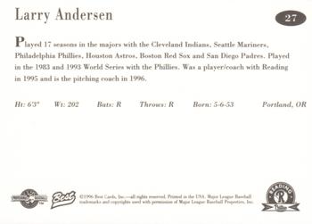 1996 Best Reading Phillies #27 Larry Andersen Back