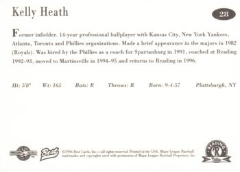 1996 Best Reading Phillies #28 Kelly Heath Back