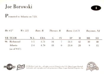1996 Best Richmond Braves Update #4 Joe Borowski Back