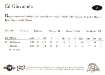 1996 Best Richmond Braves Update #8 Ed Giovanola Back
