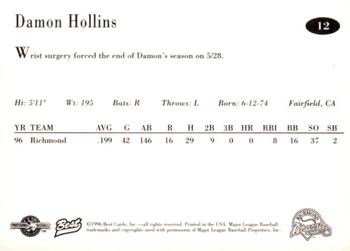 1996 Best Richmond Braves Update #12 Damon Hollins Back