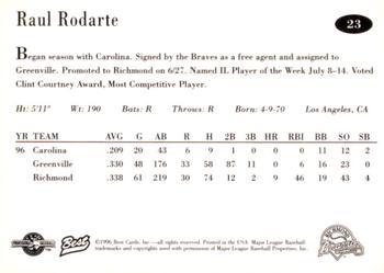 1996 Best Richmond Braves Update #23 Raul Rodarte Back