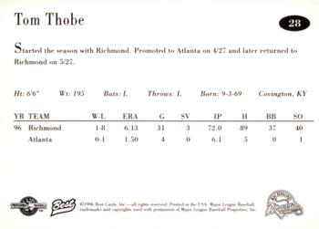1996 Best Richmond Braves Update #28 Tom Thobe Back