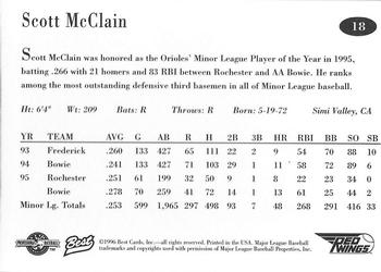1996 Best Rochester Red Wings #18 Scott McClain Back