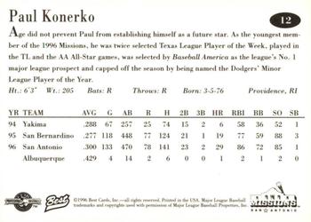 1996 Best San Antonio Missions #12 Paul Konerko Back