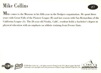 1996 Best San Antonio Missions #27 Mike Collins Back