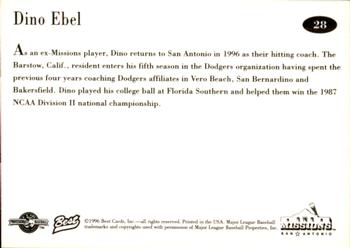 1996 Best San Antonio Missions #28 Dino Ebel Back