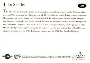 1996 Best San Antonio Missions #30 John Shelby Back