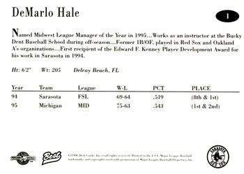 1996 Best Sarasota Red Sox #1 DeMarlo Hale Back