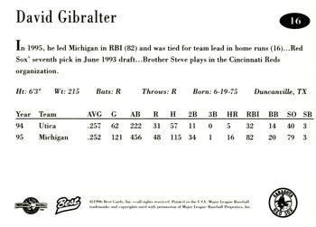 1996 Best Sarasota Red Sox #16 David Gibralter Back