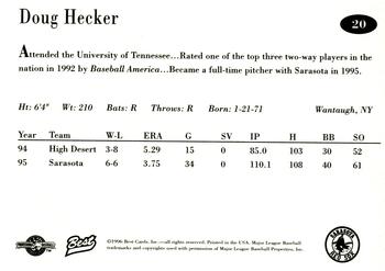 1996 Best Sarasota Red Sox #20 Doug Hecker Back