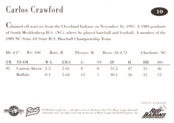 1996 Best Scranton/Wilkes-Barre Red Barons #10 Carlos Crawford Back