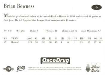 1996 Best South Bend Silver Hawks #6 Brian Bowness Back