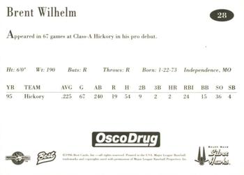 1996 Best South Bend Silver Hawks #28 Brent Wilhelm Back