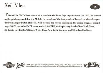 1996 Best St. Catharines Stompers #2 Neil Allen Back