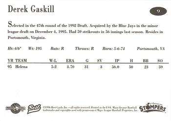 1996 Best St. Catharines Stompers #9 Derek Gaskill Back