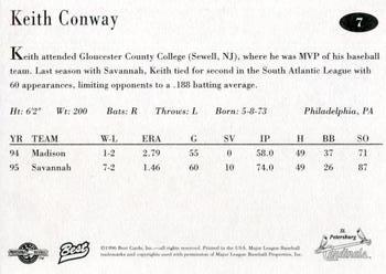 1996 Best St. Petersburg Cardinals #7 Keith Conway Back