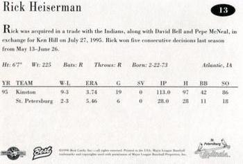 1996 Best St. Petersburg Cardinals #13 Rick Heiserman Back